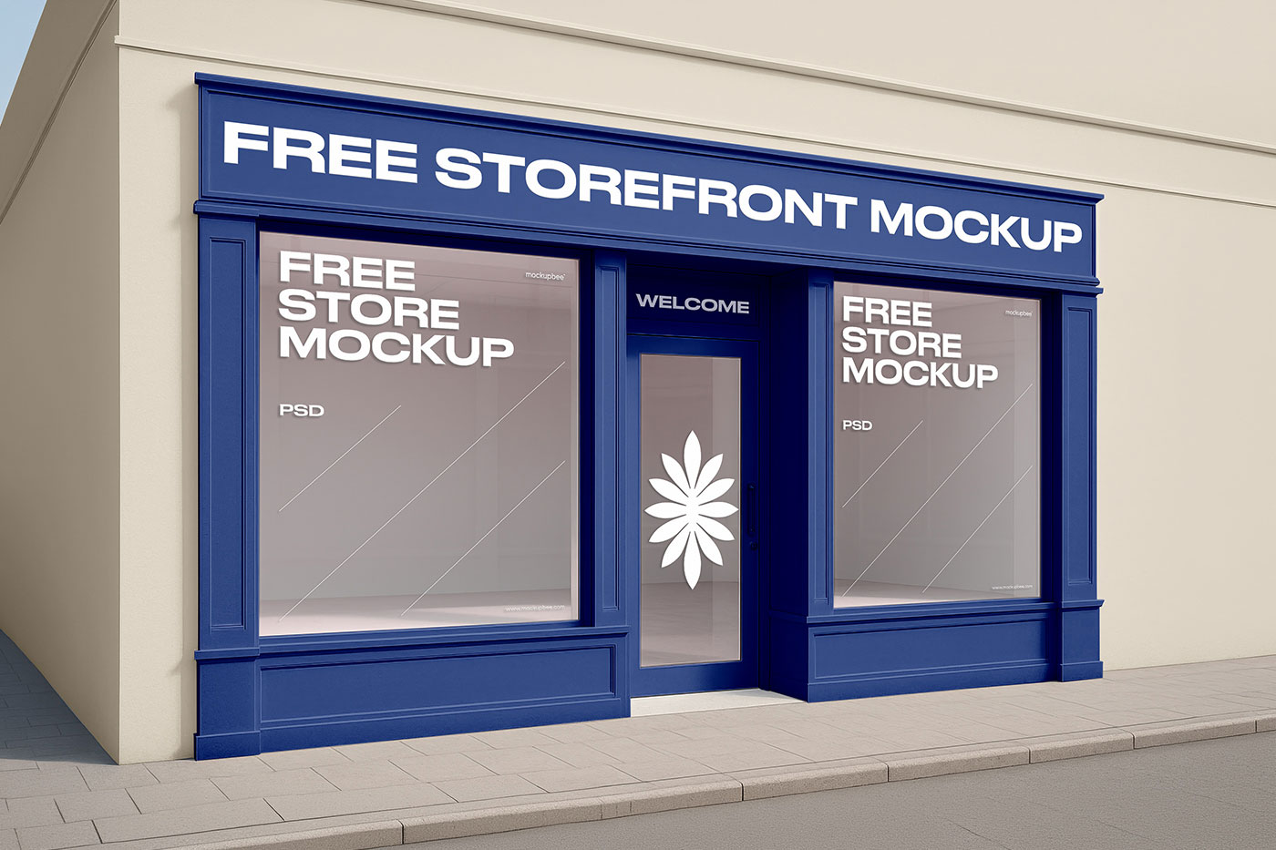 Free Perspective Storefront Mockup PSD Template