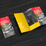 Perspective View 2 Open and Closed Z Fold Brochures Mockup