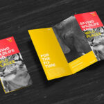 Perspective View 2 Open and Closed Z Fold Brochures Mockup
