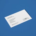 Perspective and Top Views Business Card Laying Down on Floor Mockups
