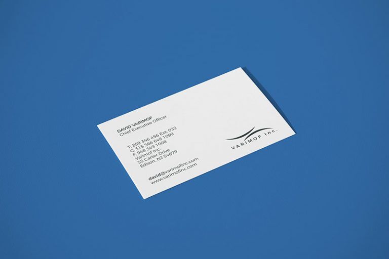 Perspective and Top Views Business Card Laying Down on Floor Mockups