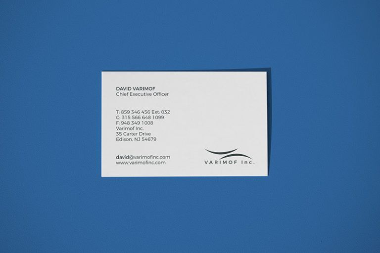 Perspective and Top Views Business Card Laying Down on Floor Mockups