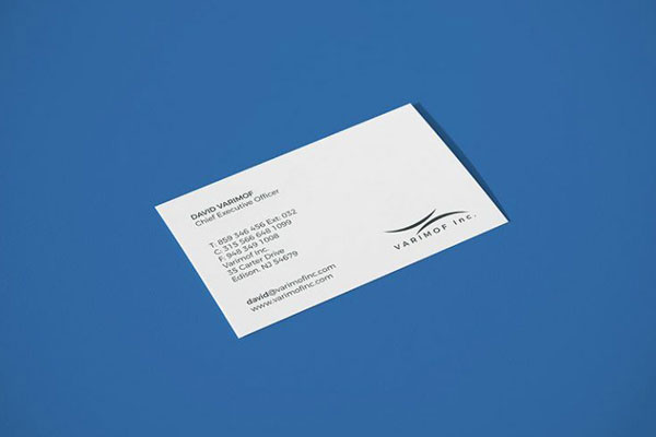 Perspective and Top Views Business Card Laying Down on Floor Mockups
