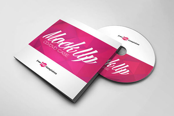 Perspective View Case and Disk on Floor Mockup
