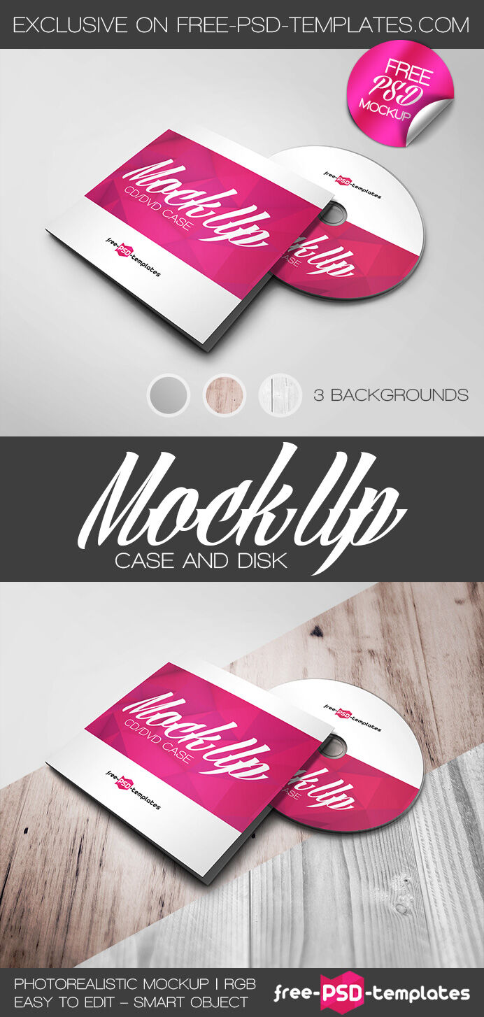 Perspective View Case and Disk on Floor Mockup FREE PSD