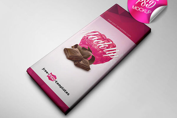 Perspective View Chocolate Bar Package on Floor Mockup