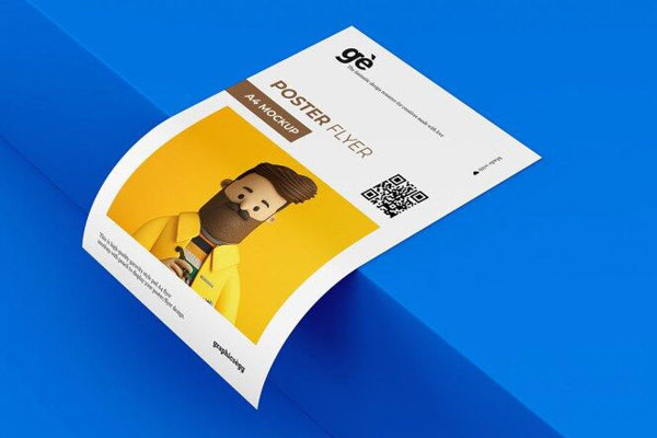Perspective View Curved A4 Flyer Mockup