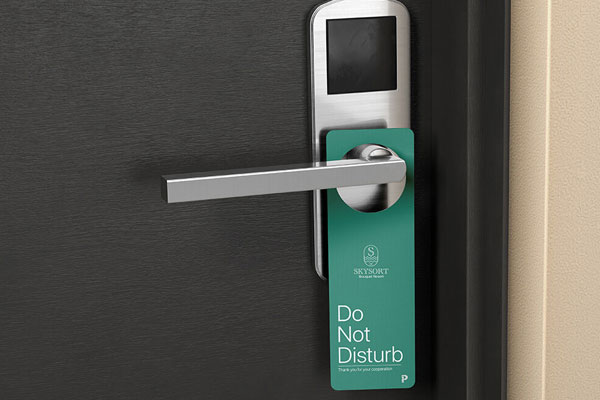 Perspective View Door Hanger Mockup on Metal Handle
