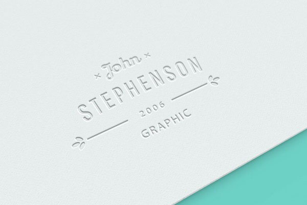 Perspective View Embossed Logo on Paper Mockup