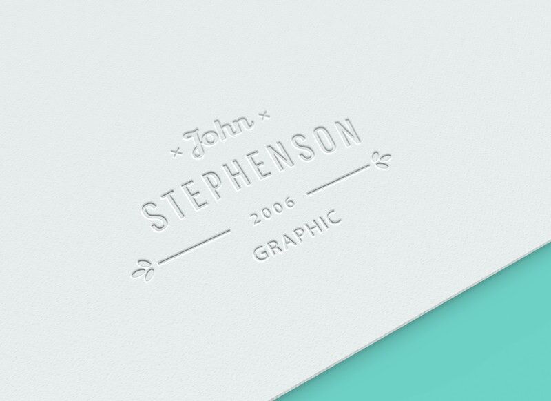 Perspective View Embossed Logo on Paper Mockup