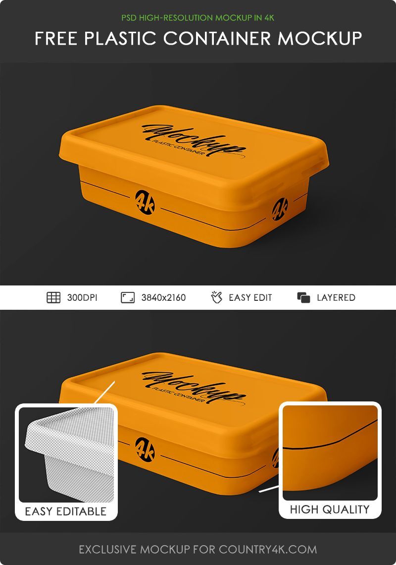 Perspective View Flat Plastic Container Mockup in Plain Setting FREE PSD