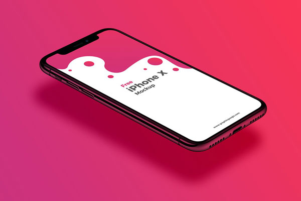 Perspective View Floating iPhone X Mockup