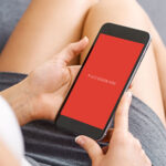 Perspective View Girl Working with Smartphone Mockup