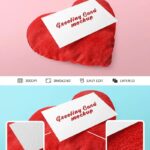 Perspective View Postcard on Heart Pillow Mockup