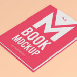 Perspective View Hardcover Book Mockup with Bookmark