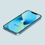 Perspective View iPhone 13 on Floor Mockup in 5 Colors