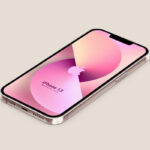 Perspective View iPhone 13 on Floor Mockup in 5 Colors