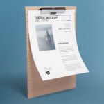 Perspective View Letter and Clipboard Mockup