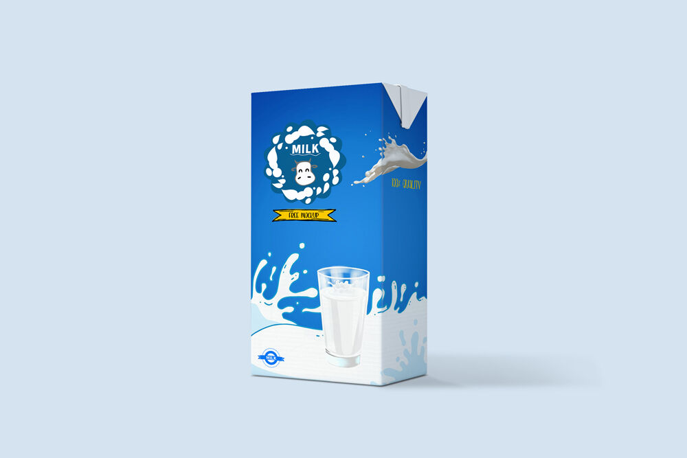 Perspective View Milk Packaging Mockup