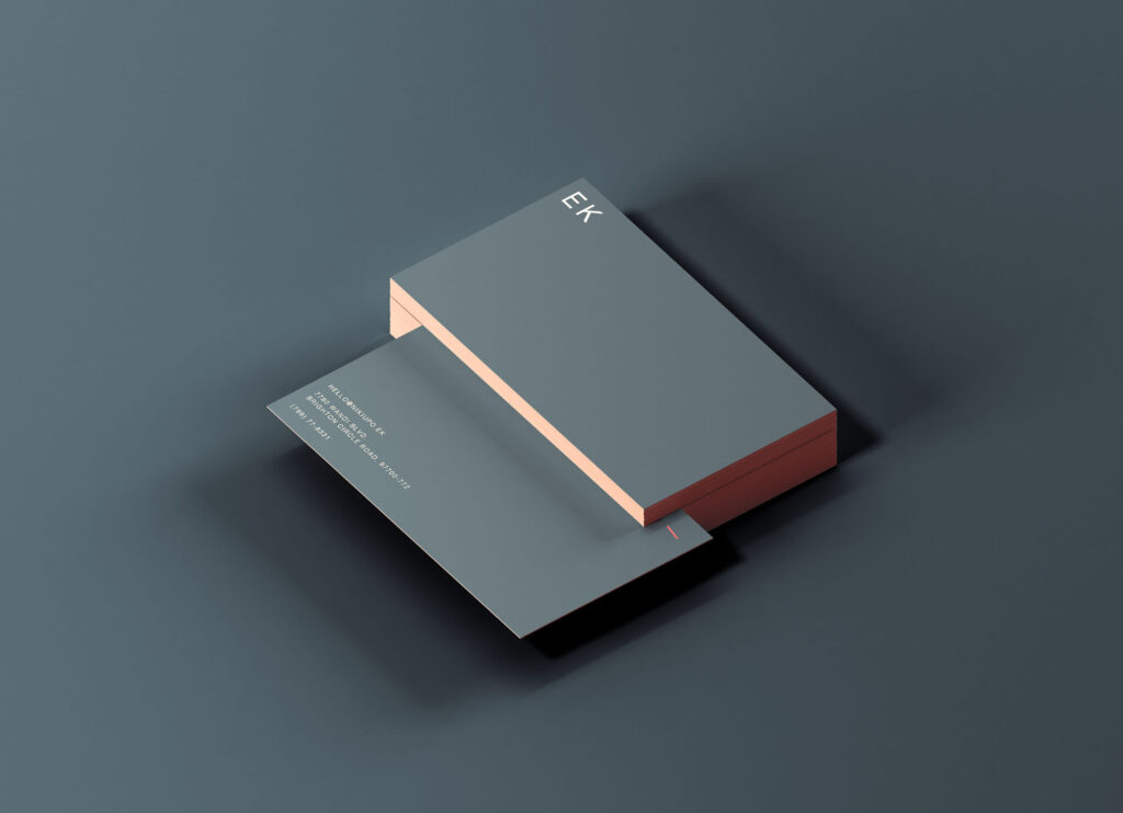 Perspective View Minimal Stack of Business Cards Mockup