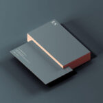 Perspective View Minimal Stack of Business Cards Mockup