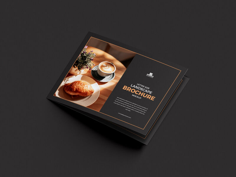 Perspective View Minimalistic Letter Size Landscape Brochure Mockup