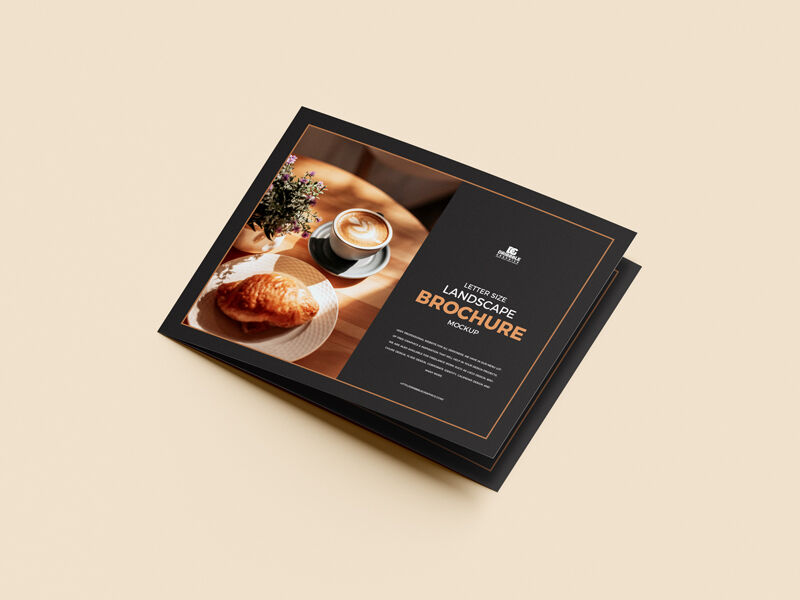 Perspective View Minimalistic Letter Size Landscape Brochure Mockup