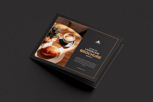 Perspective View Minimalistic Letter Size Landscape Brochure Mockup