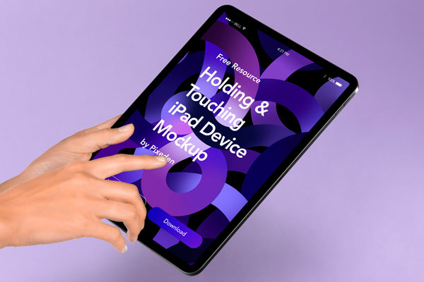 Perspective View Mockup of iPad Tablet in Hand