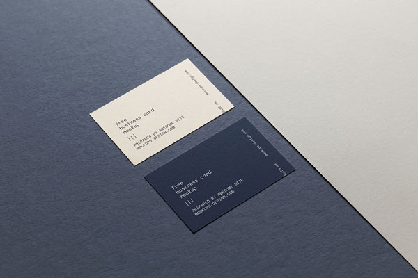 Perspective View of 2 Horizontal Business Cards on Paper Mockup