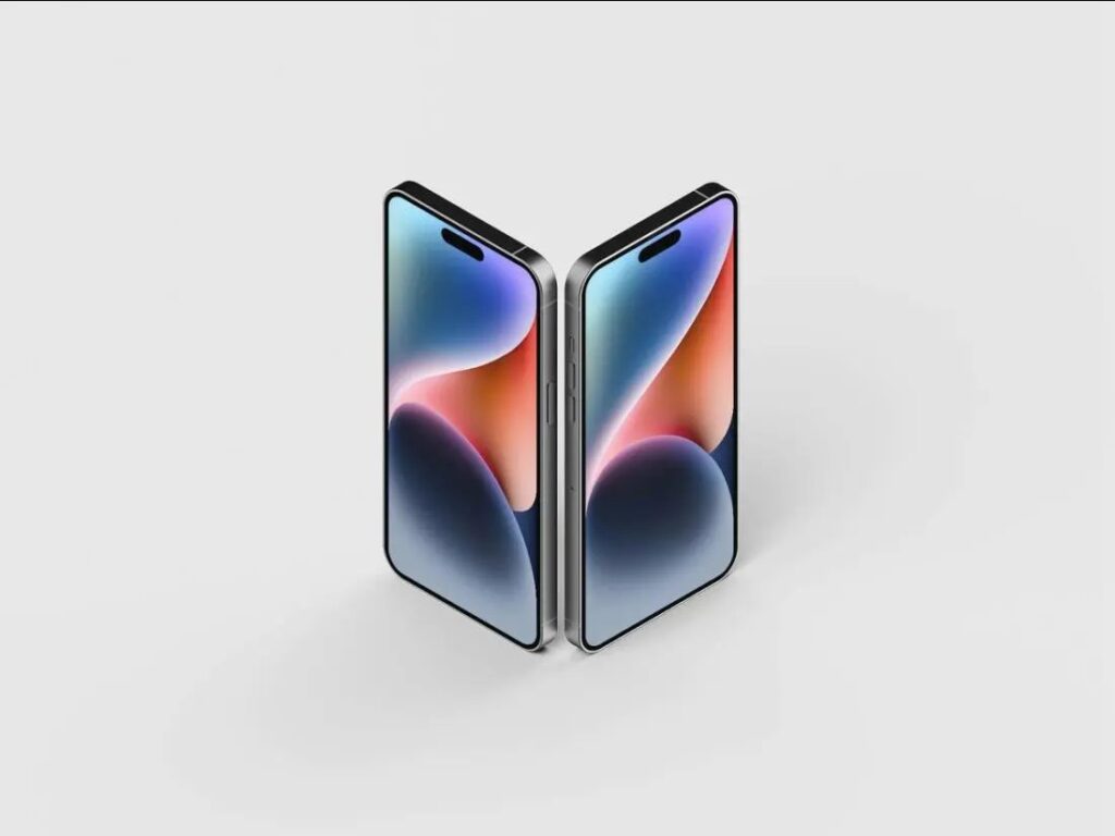 Perspective View of 2 iPhone 14 Pro Max Mockups