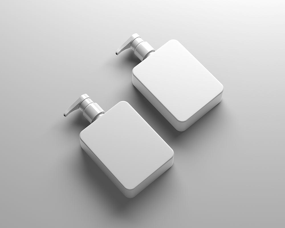 Perspective View of 2 Lotion Pump Bottles Mockup