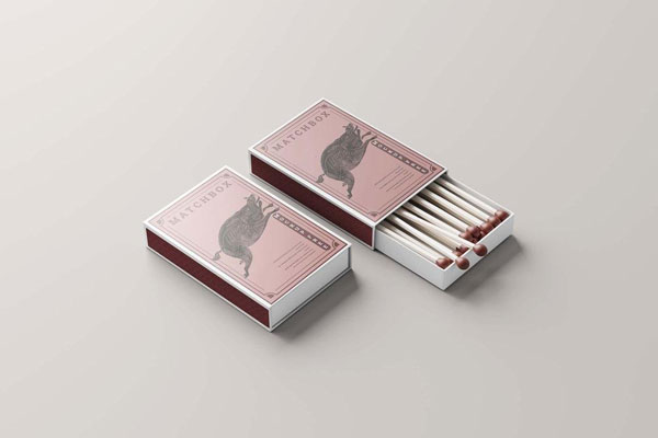 Perspective View of 2 Matchboxes Mockup