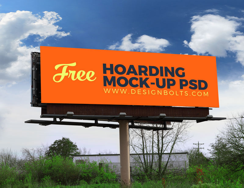 Perspective View of 2 Outdoor Advertising Billboard Mockup