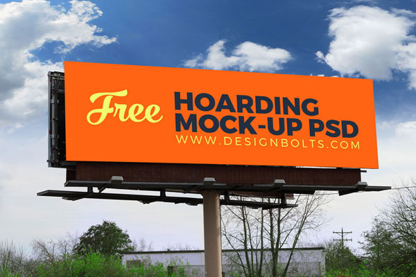 Perspective View of 2 Outdoor Advertising Billboard Mockup