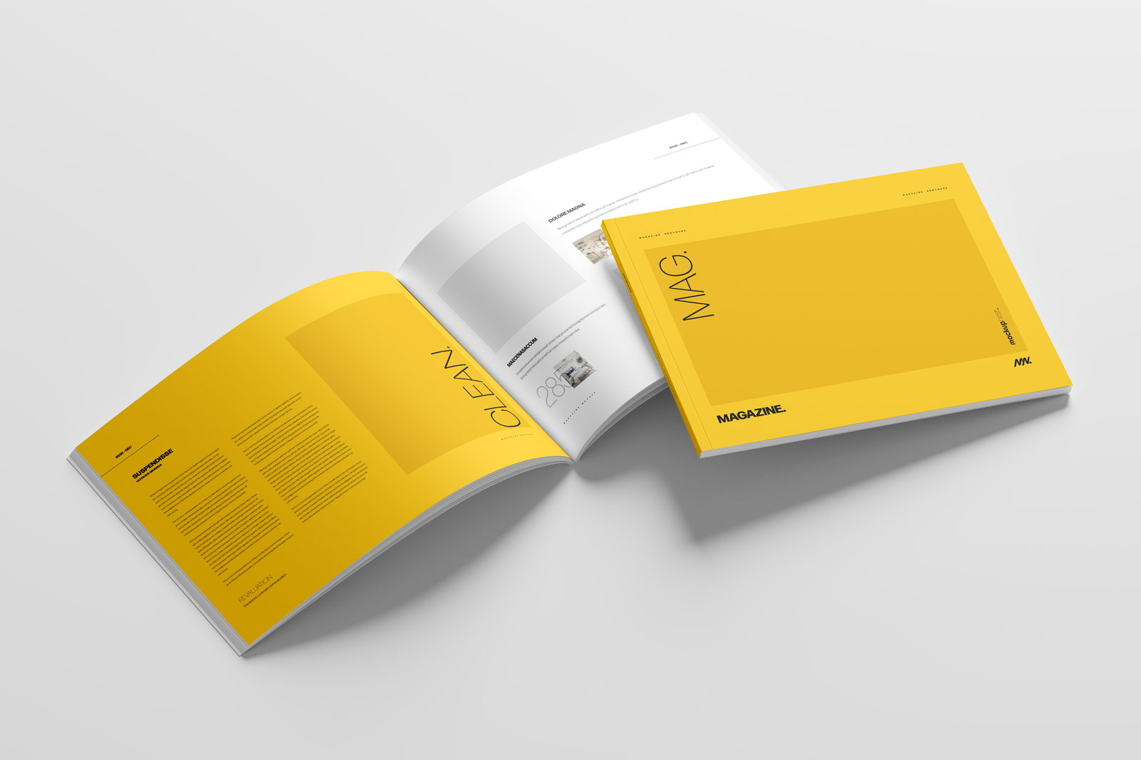 Free Perspective View of 2 US Letter Magazines Mockup PSD Template