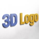 Perspective View of 3D Logo on Wall White Mockup / Text Effect