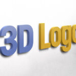 Perspective View of 3D Logo on Wall White Mockup / Text Effect