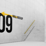 Perspective View of a Big Wall with Stairs Mockup