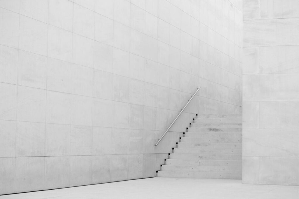 Perspective View of a Big Wall with Stairs Mockup