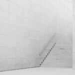 Perspective View of a Big Wall with Stairs Mockup