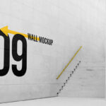 Perspective View of a Big Wall with Stairs Mockup