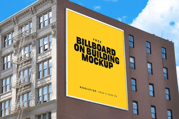 Perspective View of a Building Billboard Mockup