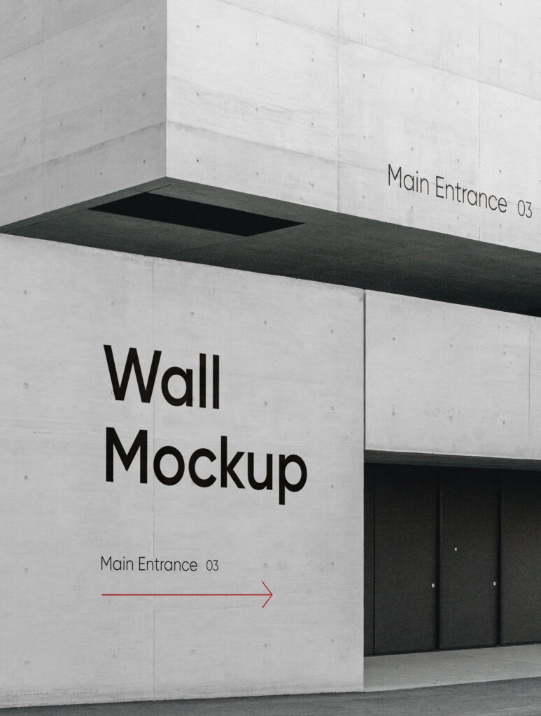 Perspective View of a Building Wall Mockup
