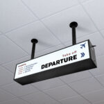 Perspective View of a Ceiling Mounted Backlit Board Mockup