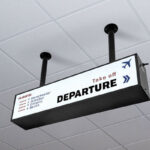 Perspective View of a Ceiling Mounted Backlit Board Mockup