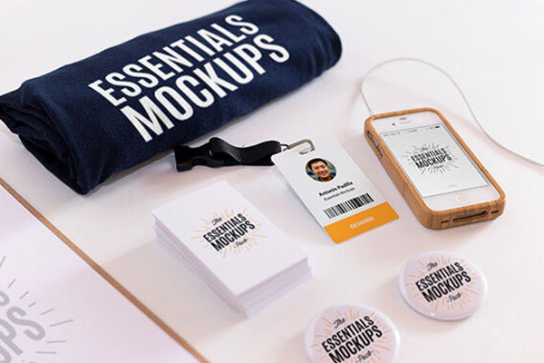 Perspective View of a Complete Set of Essentials Mockup