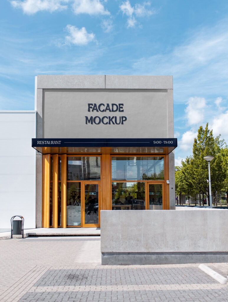 Perspective View of a Concrete Building Facade Mockup