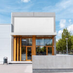 Perspective View of a Concrete Building Facade Mockup