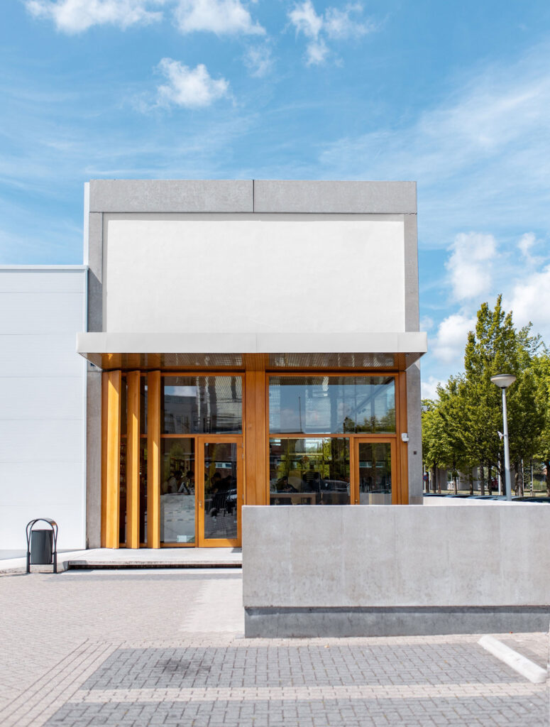 Perspective View of a Concrete Building Facade Mockup
